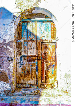 Traditional old painted door in a historical Traditional old painted door in a historical 28903894