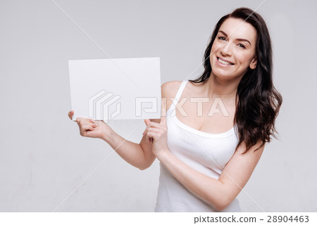 Radiant flawless girl demonstrating blank sign Radiant flawless girl demonstrating blank sign 28904463