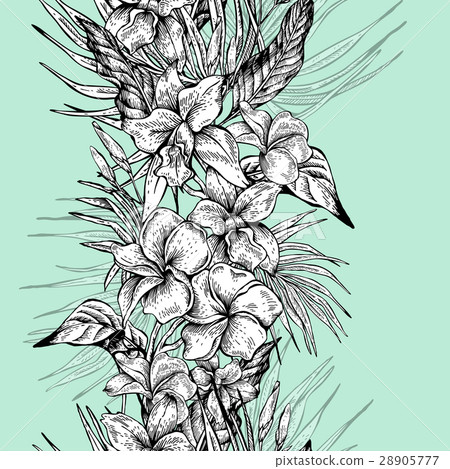 Vector vintage floral tropical seamless pattern Vector vintage floral tropical seamless pattern 28905777