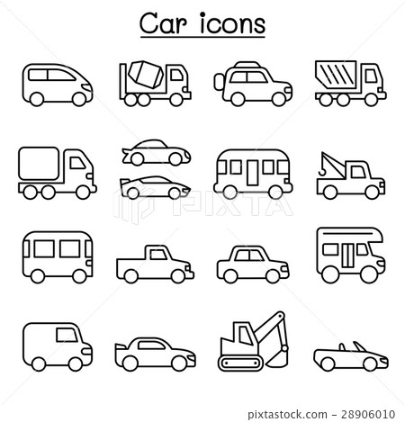 Car icon set in thin line style - Stock Illustration [28906010] - PIXTA