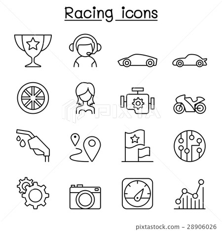 Racing icon set in thin line style - Stock Illustration [28906026] - PIXTA