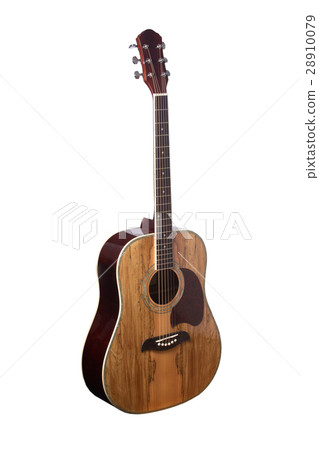 Natural Wooden Classical Acoustic Guitar Isolated 28910079