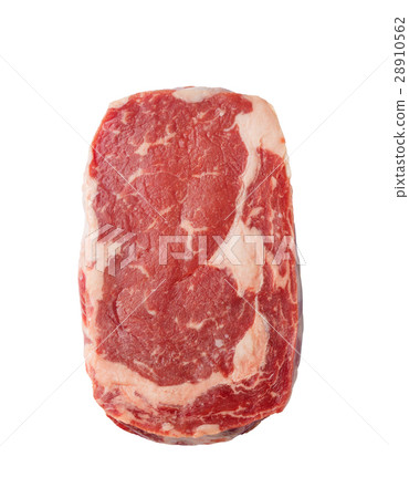 Fresh raw beef steak isolated on white. Top view 28910562