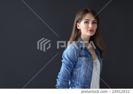 Beautiful sensual woman portrait on dark background 28912632