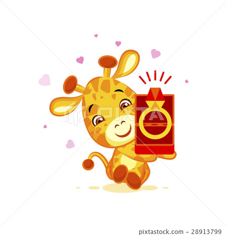 Emoji Marry Me Character Cartoon Giraffe Box With Stock Illustration