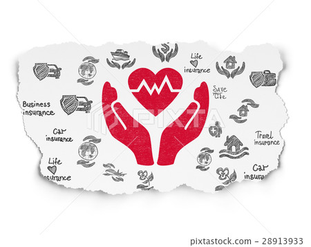 Insurance concept: Heart And Palm on Torn Paper Insurance concept: Heart And Palm on Torn Paper 28913933