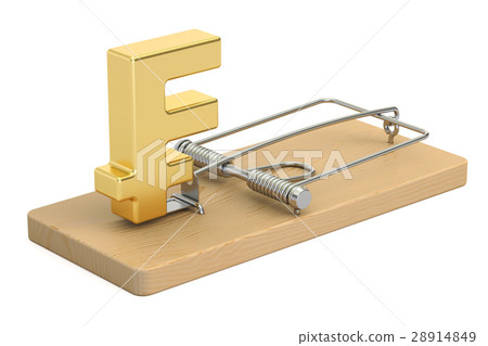 mousetrap with franc sign, 3D rendering 28914849
