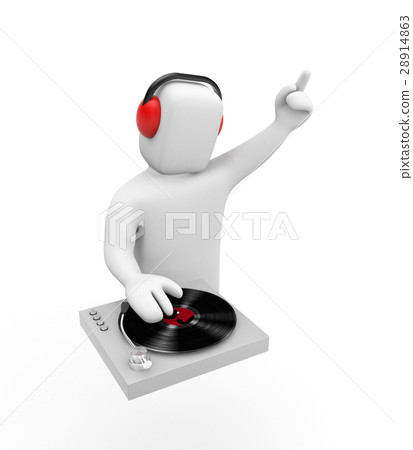 DJ at work on the party. Isolated on white DJ at work on the party. Isolated on white 28914863