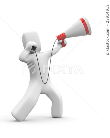 Man speaks in megaphone. 3d illustration Man speaks in megaphone. 3d illustration 28914915