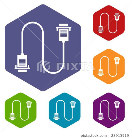 Cable wire computer icons set 28915919
