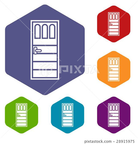 Wooden door with three glasses icons set Wooden door with three glasses icons set 28915975