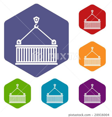 Crane with load icons set Crane with load icons set 28916004