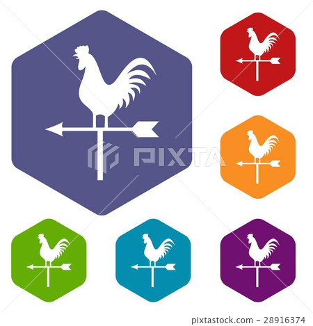 Weather vane with cock icons set Weather vane with cock icons set 28916374