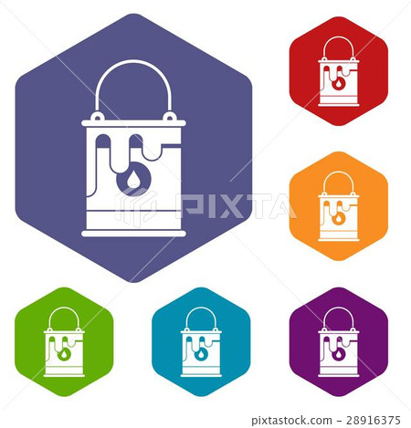 Bucket with paint icons set 28916375