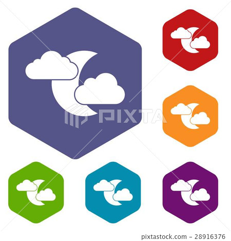 Moon and clouds icons set Moon and clouds icons set 28916376