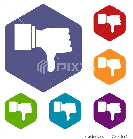 Thumb down gesture icons set 28916541