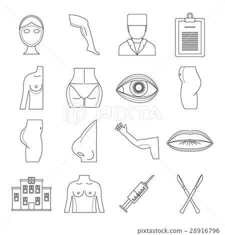 Plastic surgeon icons set, outline style Plastic surgeon icons set, outline style 28916796