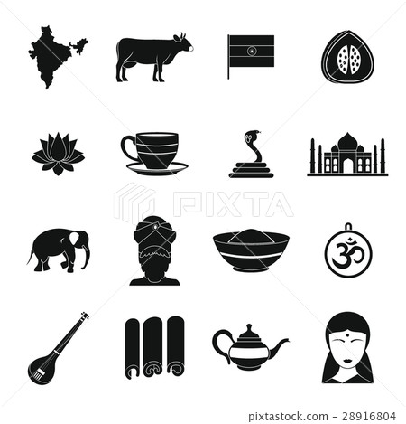 India travel icons set, simple style India travel icons set, simple style 28916804