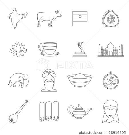 India travel icons set, outline style India travel icons set, outline style 28916805