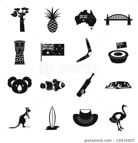 Australia travel icons set, simple style Australia travel icons set, simple style 28916807