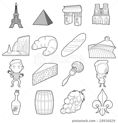 France travel icons set, outline style France travel icons set, outline style 28916829