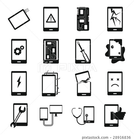 Device repair symbols icons set, simple style 28916836