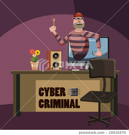 Cyber attack criminal spy concept, cartoon style 28916876