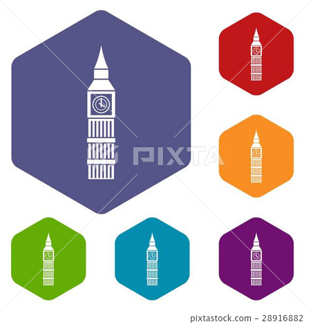Big Ben clock icons set 28916882