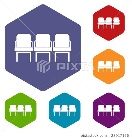 Chairs in the departure hall icons set Chairs in the departure hall icons set 28917126