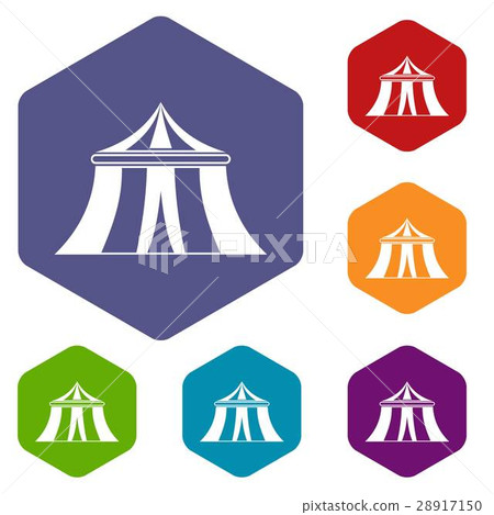 Circus tent icons set Circus tent icons set 28917150