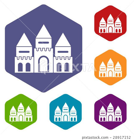 Children house castle icons set 28917152