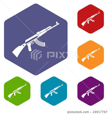 Kalashnikov machine icons set 28917787