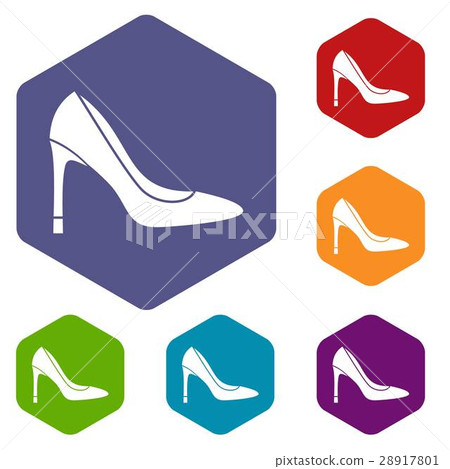 High heel shoe icons set 28917801