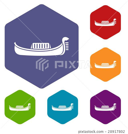 Venice gondola icons set Venice gondola icons set 28917802