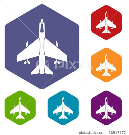 Armed fighter jet icons set 28917872