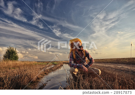 Male traveler Extreme vacation camp 28917873
