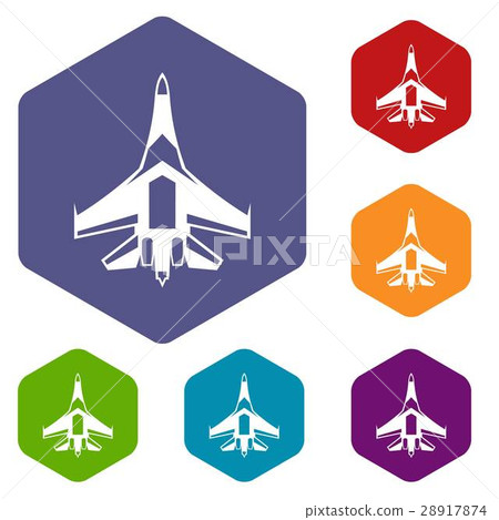 Jet fighter plane icons set 28917874