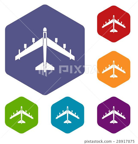 Armed fighter jet icons set 28917875