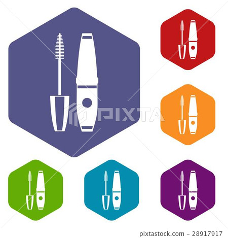 Mascara, mascara brush icons set 28917917