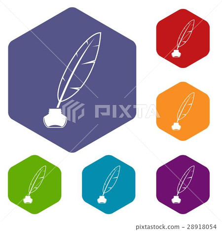 Ink with pen icons set Ink with pen icons set 28918054