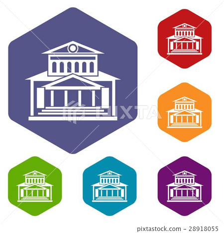 Theater building icons set Theater building icons set 28918055