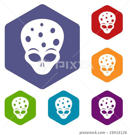 Extraterrestrial alien head icons set Extraterrestrial alien head icons set 28918126