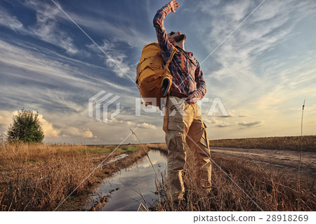 Male traveler Extreme vacation camp Male traveler Extreme vacation camp 28918269