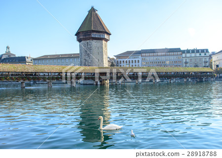View of the famous Chapel Bridge in Lucerne View of the famous Chapel Bridge in Lucerne 28918788