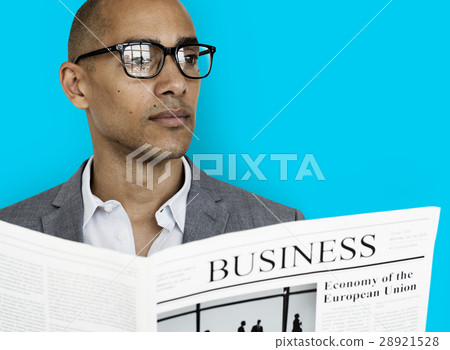 African Descent Business Man Newspaper Concept 28921528