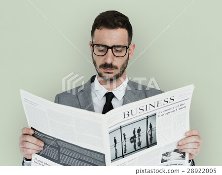 Caucasian Business Man Newspaper Caucasian Business Man Newspaper 28922005