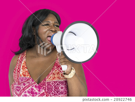 Women Adult Hand Hold Loudspeaker Megaphone Studio Women Adult Hand Hold Loudspeaker Megaphone Studio 28922746