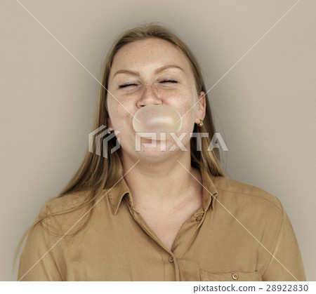 Caucasian Woman Bubble Gum Caucasian Woman Bubble Gum 28922830