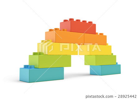 3d rendering of multi-colored toy blocks making up 28925442