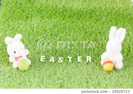 Bunny toy and Easter eggs with text Bunny toy and Easter eggs with text 28926723